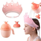 Ztexkee baby shower cap shield pink front view crown shaped bath visor hat for toddlers