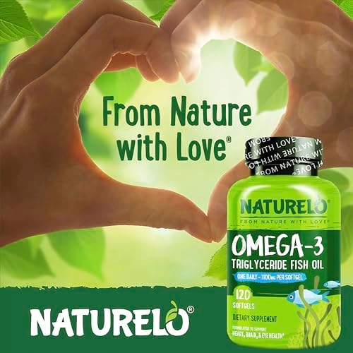 NATURELO triglyceride form omega 3 fish oil capsules with natural lemon flavor packaging