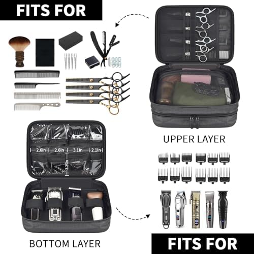 Steadtep barber storage bag open bottom layer showcasing slots for four hair clippers