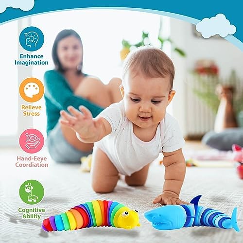 Blue shark shaped fidget toy with articulated segments