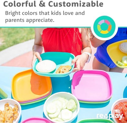 Re-Play deep-walled square plates for kids stackable view