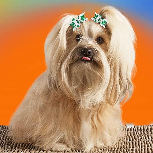 Collection of 25 pairs of St. Patrick's Day dog topknot bows