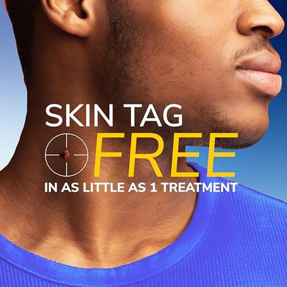 Step-by-step visual guide for using Dr. Scholl's cryotherapy skin tag kit.