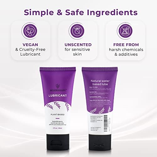 Ecoblossom cleansing wash and water based lubricant for easy cup insertion.