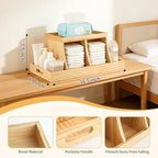 Three Colors Wooden Diaper Caddy Organizer filled with diapers and wipes