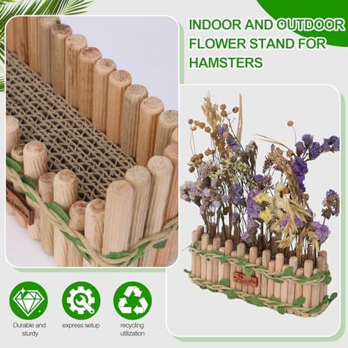 Hamster Cage Sprays Flower Foraging Holder - Natural Wood Feeding Stand, Small Pet Habitat Accessories for Hamsters Mouse Guinea Pig Dwarf Gerbils Syrian Mice (Leaf - Rectangle) - Image 6