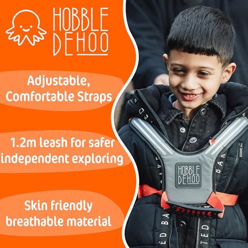 Hobble De Hoo child safety harness showing detachable leash attachment point