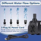 Submersible waterfall pump running underwater to demonstrate the high lift flow capacity