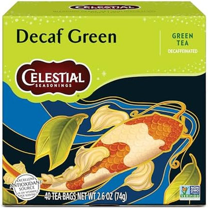 Celestial Seasonings Decaf Green Tea front of box 40 count