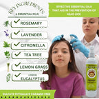 Back label of Nit Picky natural head lice defense mist highlighting the pesticide free enzyme formula details.