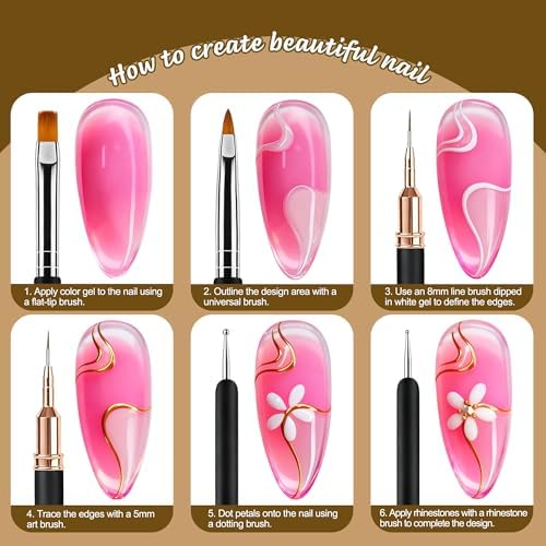 Artdone precision gel polish liner brushes for nail design