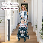 Baseboard friendly wall mounting brackets shown on safety gate