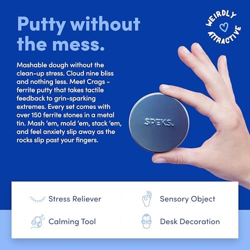 Speks Crags magnetic sensory toy spread out on a desk