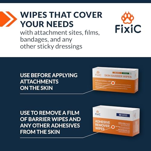Fixic skin adhesive wipes showing the texture of the prep pad for improved grip.