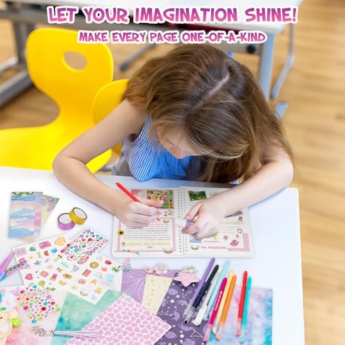 Girl using Qiyvlos diary scrapbooking accessories