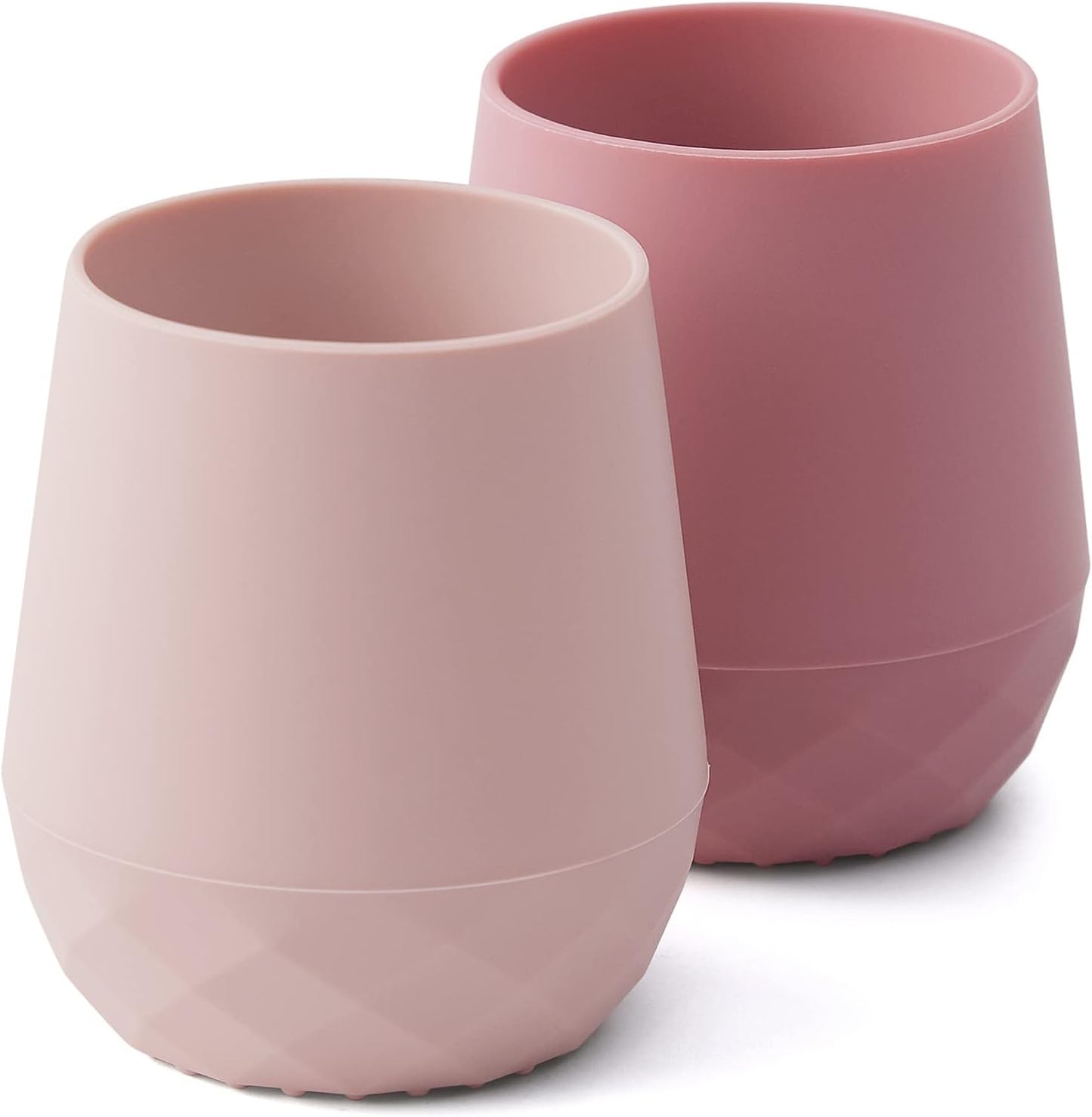 SAMiGO silicone baby cups front view showing the soft tapered rim for infant training.