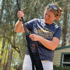 FXW Stake Bag being carried on shoulder for hands free pet gear transport