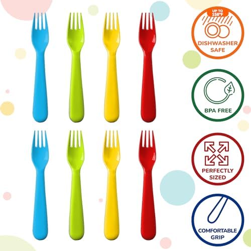 Assorted colorful BPA free toddler forks for daily use