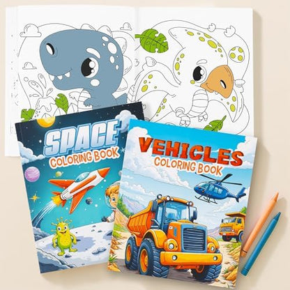 ZICOTO three pack screen free learning books displaying easy to color progressive difficulty designs