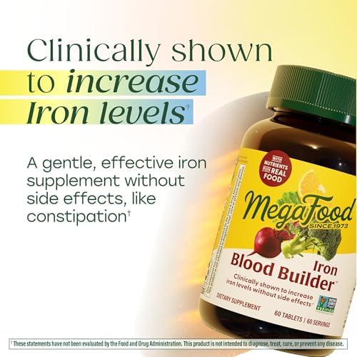 Close up view of the non GMO and vegan certified stamps on the MegaFood iron bottle
