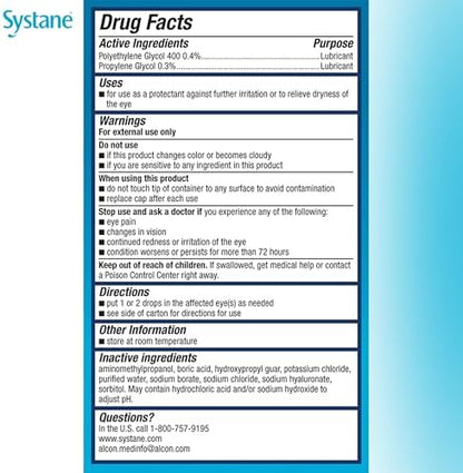 Side view of Systane Hydration PF 10ml bottle showing application tip.