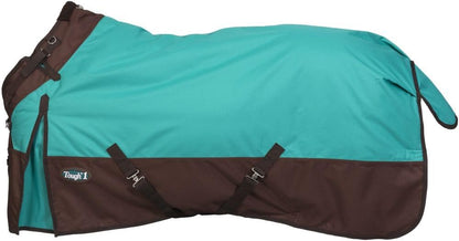 Tough 1 1200D Snuggit Turnout Blanket front view on horse turquoise color