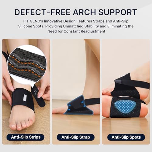 Fit Geno wearable orthotic inserts being worn inside a running shoe for flat feet support.