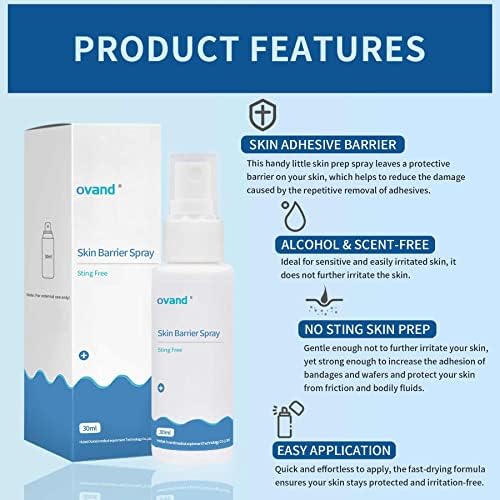 Alcohol free skin barrier film spray for stoma care and sensitive skin protection