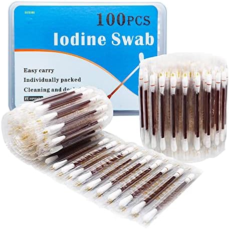 Datojing 100 Disposable Iodophor Swabs front view showing individual packaging.