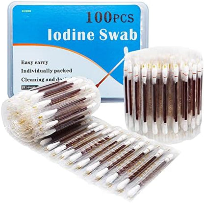 Datojing 100 Disposable Iodophor Swabs front view showing individual packaging.