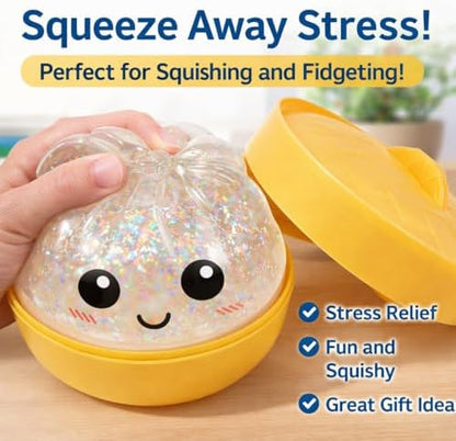 Nimedala anxiety relief fidget toy being squeezed to demonstrate the soft decompression dough texture.