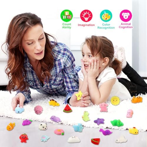 Close up of colorful Kingyao mini animal squishy toys