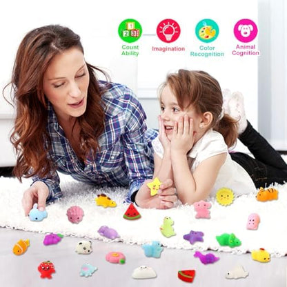 Close up of colorful Kingyao mini animal squishy toys