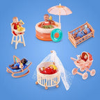 ZURU MY MINI Baby Disney Series 1 collection displaying the Winnie the Pooh highchair set.