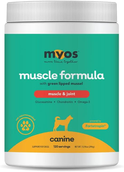 MYOS Canine Muscle and Joint structural support formula for active pets.
