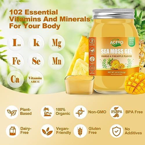 Gluten free non GMO tropical flavored sea moss gel for healthy smoothies