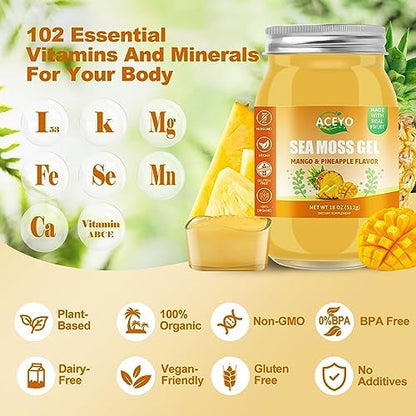 Gluten free non GMO tropical flavored sea moss gel for healthy smoothies