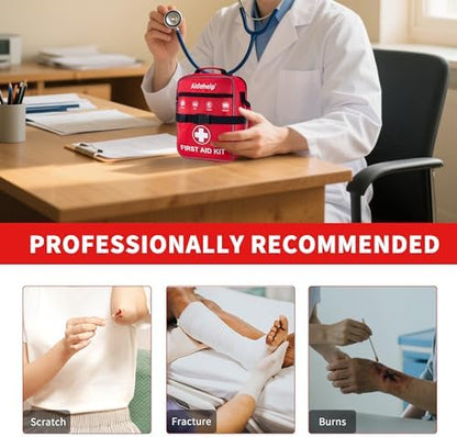 Compact and portable Aidehelp large medical kit for car and home safety
