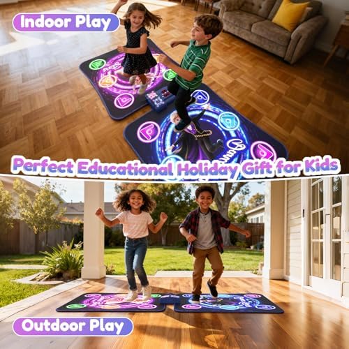 Kids using TooLion dance mat in living room