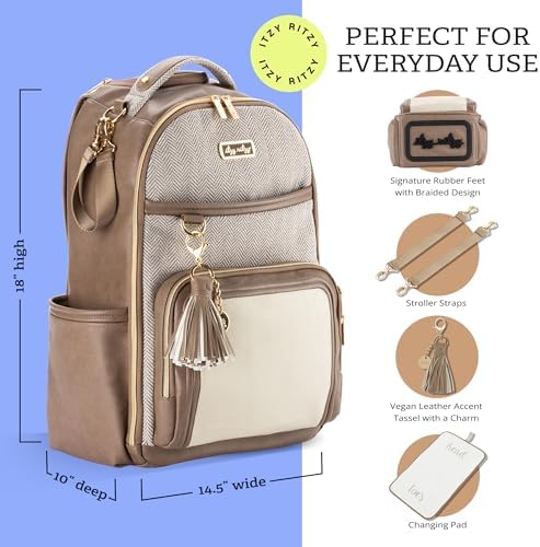 Itzy Ritzy Boss Plus diaper bag interior layout with multiple compartments