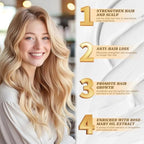 Model showing healthy voluminous hair after using plant extract shampoo