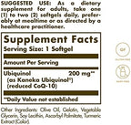 Solgar Ubiquinol dietary supplement label details