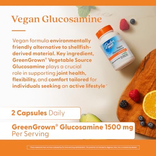 Doctor's Best Vegan Glucosamine Sulfate, Joint Support, Non-GMO, Vegan, Gluten Free, Soy Free, 750 mg 180 Veggie Caps - Image 6
