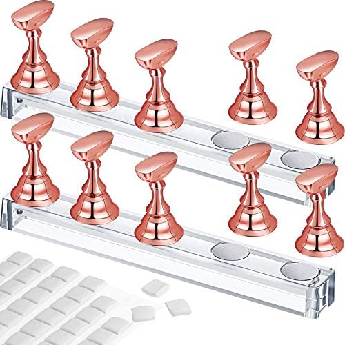 Blulu magnetic nail art practice stand set in rose gold front view
