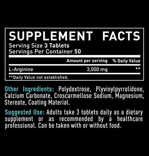Zeal Naturals nitric oxide booster 150 tablets label details
