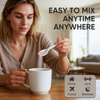 Pouring KXVUDE kava and ashwagandha drink mix powder into a glass of cold water.
