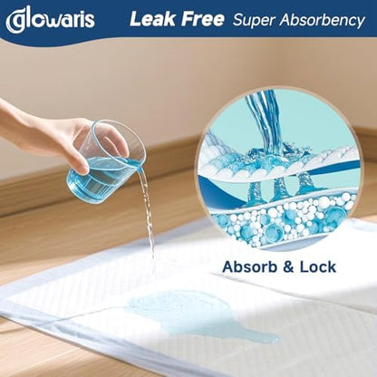 Glowaris underpad showing absorbent leakproof layer technology