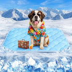 Close up view of the premium ice silk breathable fabric texture of the pet bed.