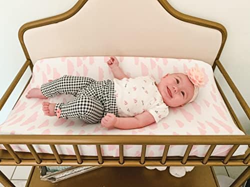 BaeBae Goods pure jersey cotton diaper changing sheets in pink and white stripes layout
