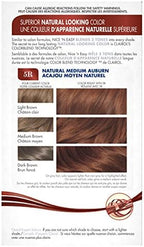 Back view of Clairol Nice 'N Easy 5R hair color showing shade result guide